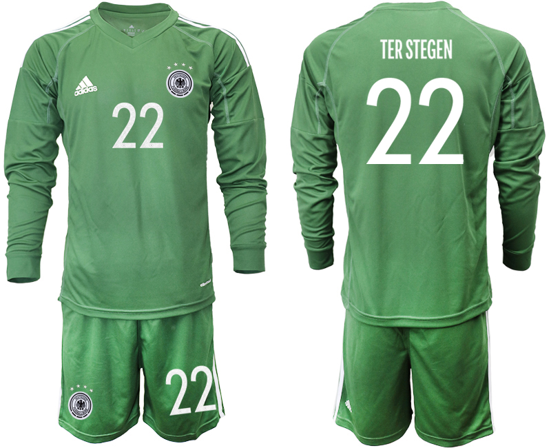 Men 2021 European Cup Germany green Long sleeve goalkeeper #22 Soccer Jersey1->germany jersey->Soccer Country Jersey